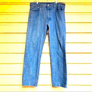 Levi’s 501 Straight Leg men’s High Waist Jeans White Oak Denim Light Wash 36x32